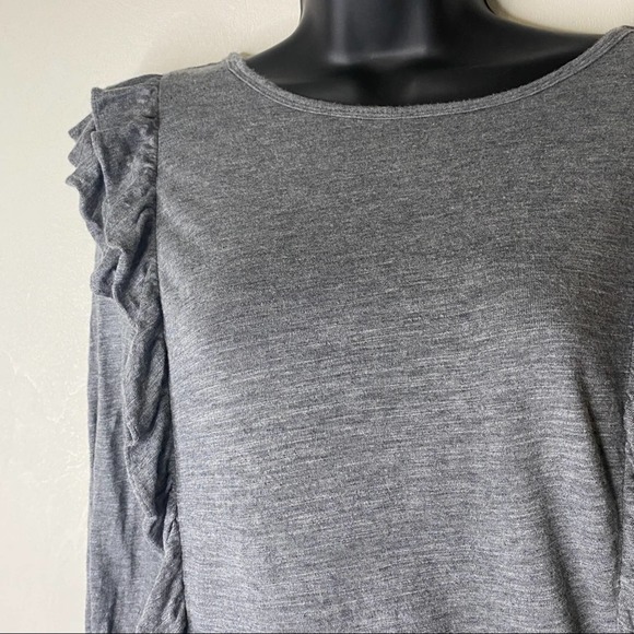 Banana Republic Size XS Gray Ruffle Shirt - Picture 2 of 7